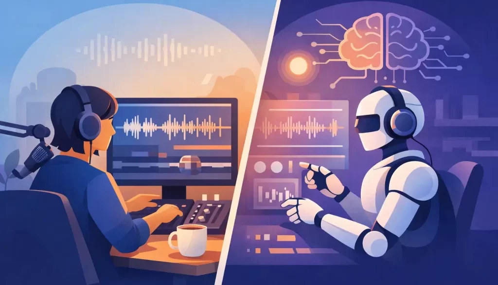 Human Editor vs AI Editing for Podcasts